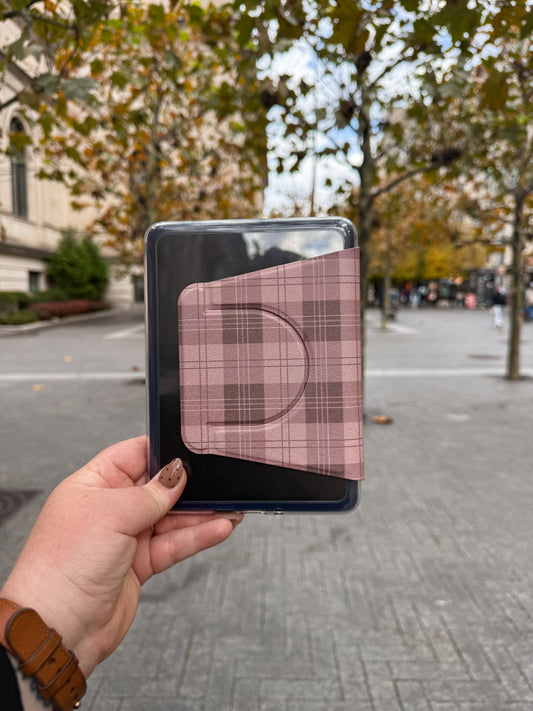 Detachable Plaid Clear Back Kindle Case