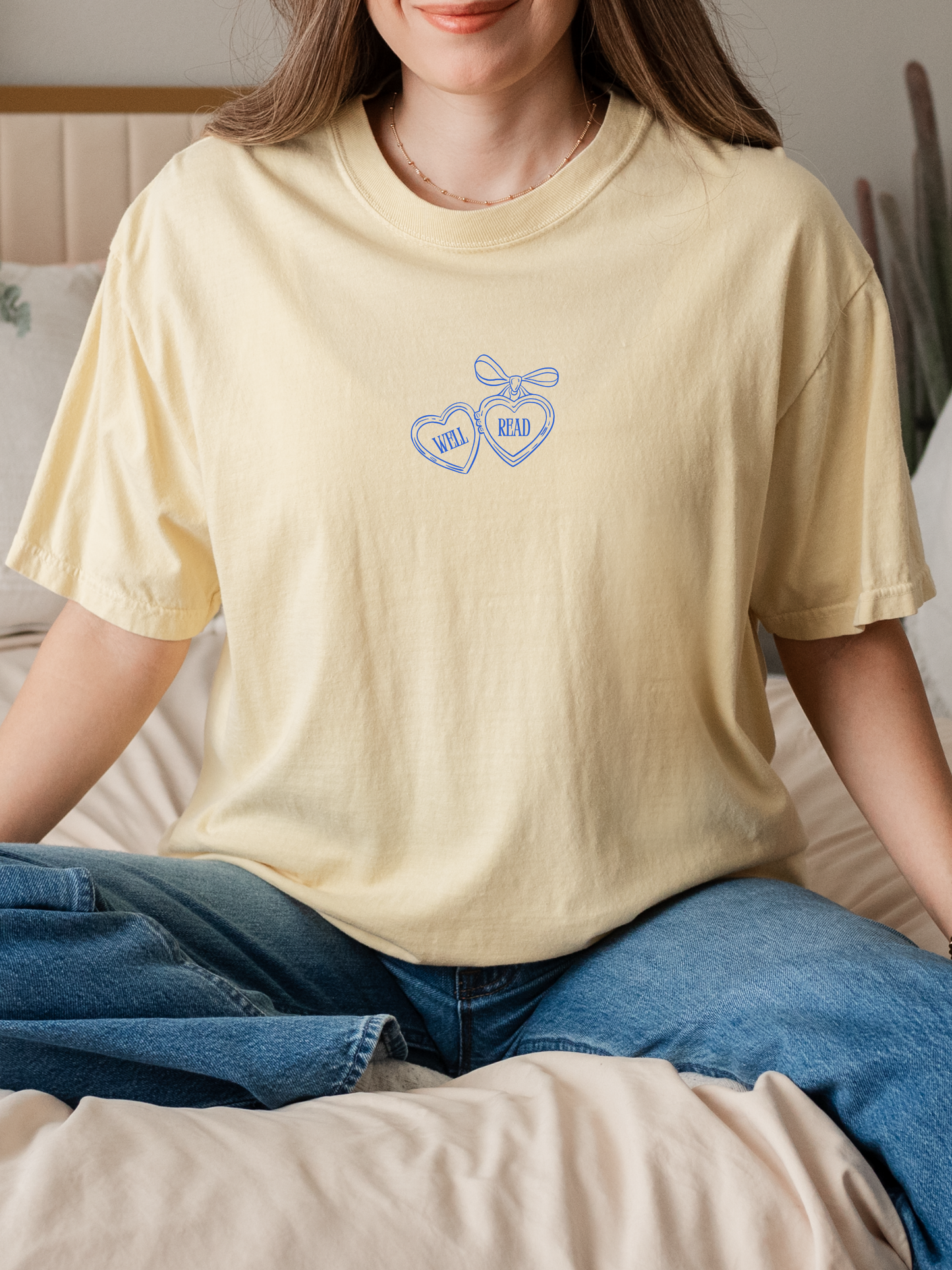 Well read and slightly unhinged T-shirt (Yellow and Blue)