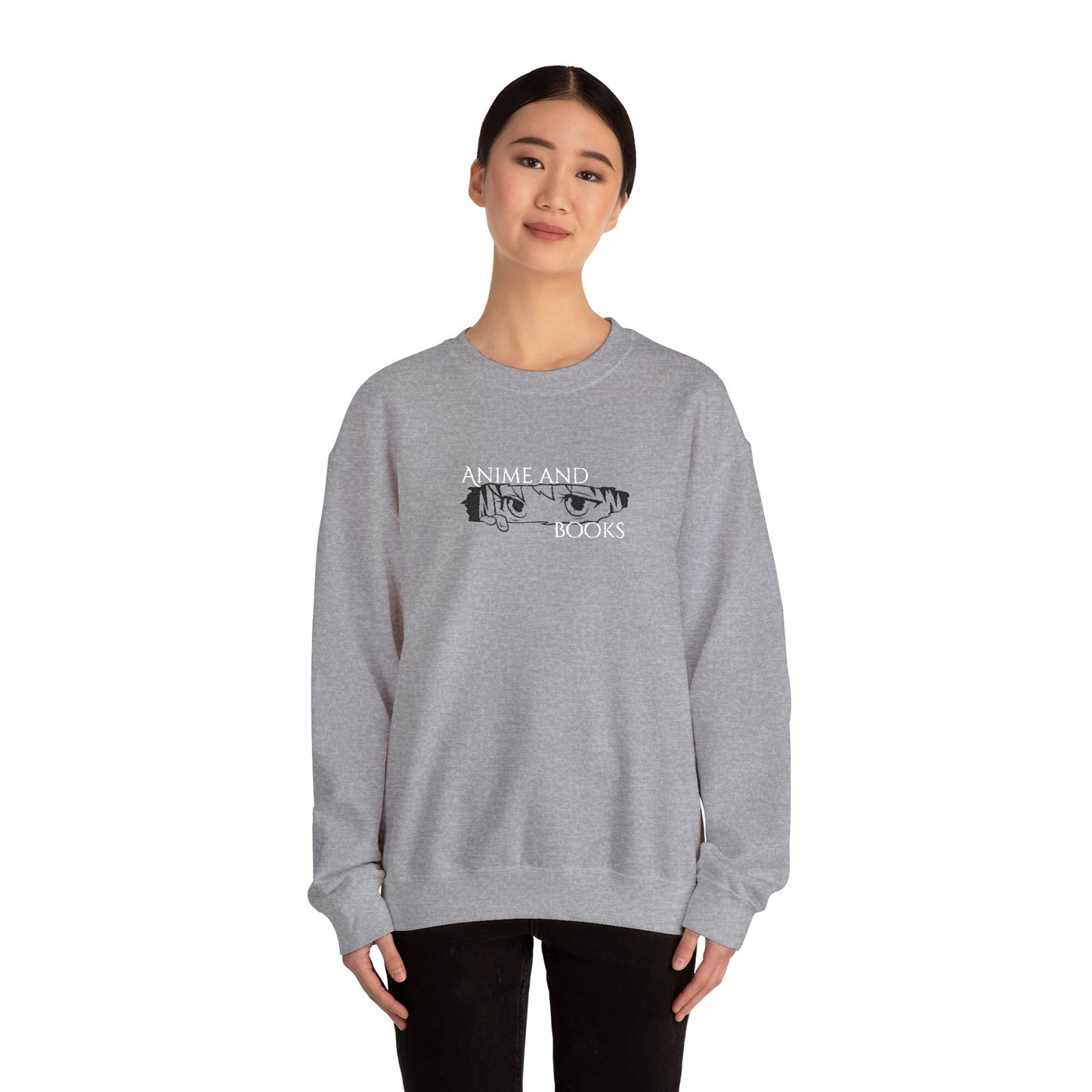 Anime and Books Embroidered Crewneck Sweatshirt