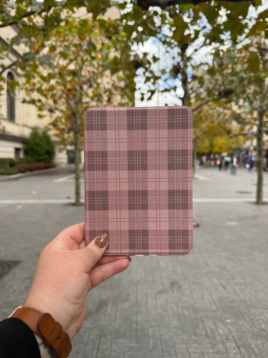 Detachable Plaid Clear Back Kindle Case