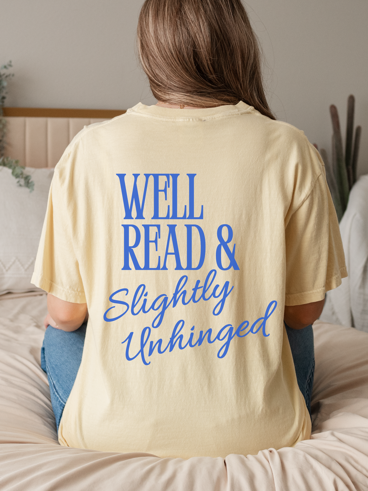 Well read and slightly unhinged T-shirt (Yellow and Blue)