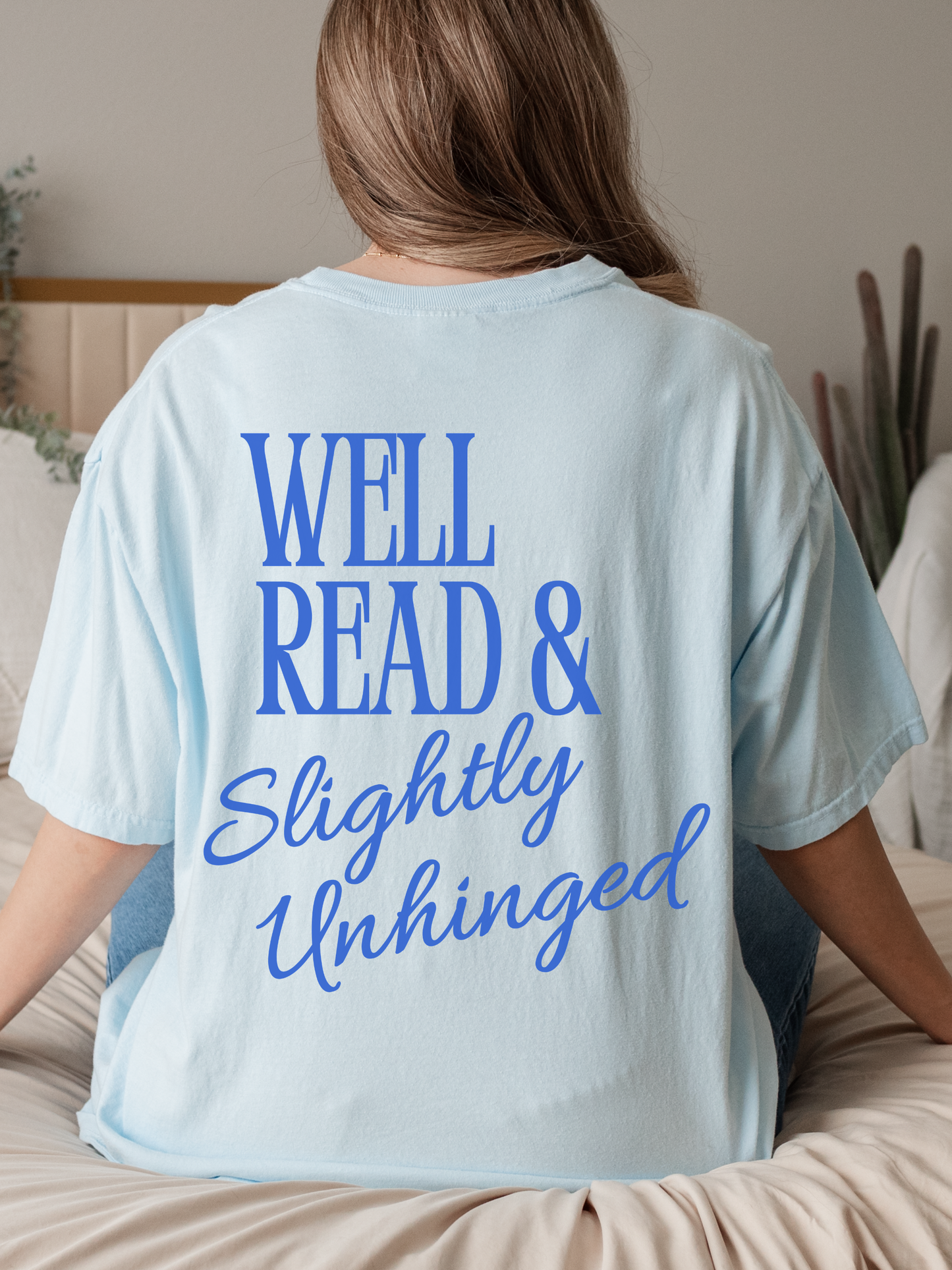 Well read and slightly unhinged T-shirt (Yellow and Blue)