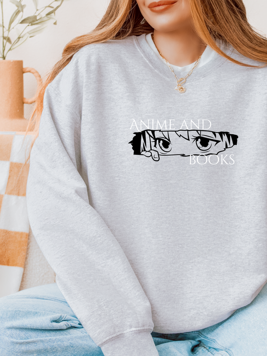 Anime and Books Embroidered Crewneck Sweatshirt