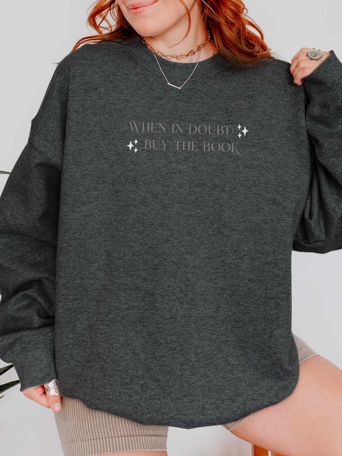 WID: Buy The Book Embroidered Crewneck Sweatshirt